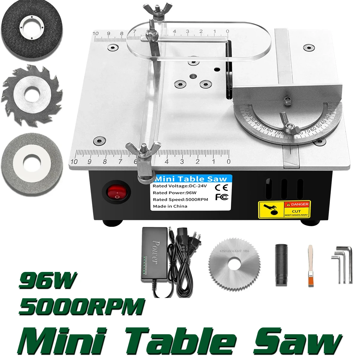 2026 DIY Mini Table Saw 96W 5000RPM Precision Compact Cutting Machine For Wood PCB Plastic Aluminum 4 Saw Blades