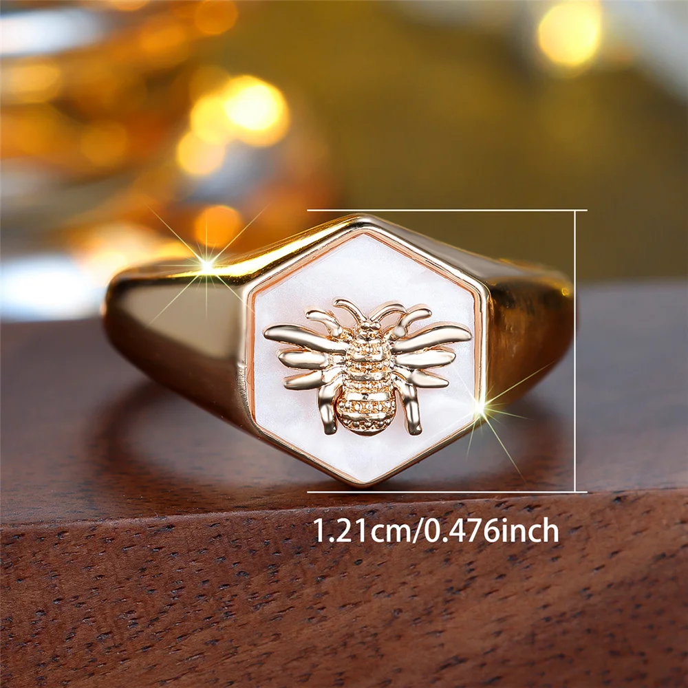 Luxury Female Gold Color Bee Animal Wedding Jewelry Promise Love Engagement Rings For Women