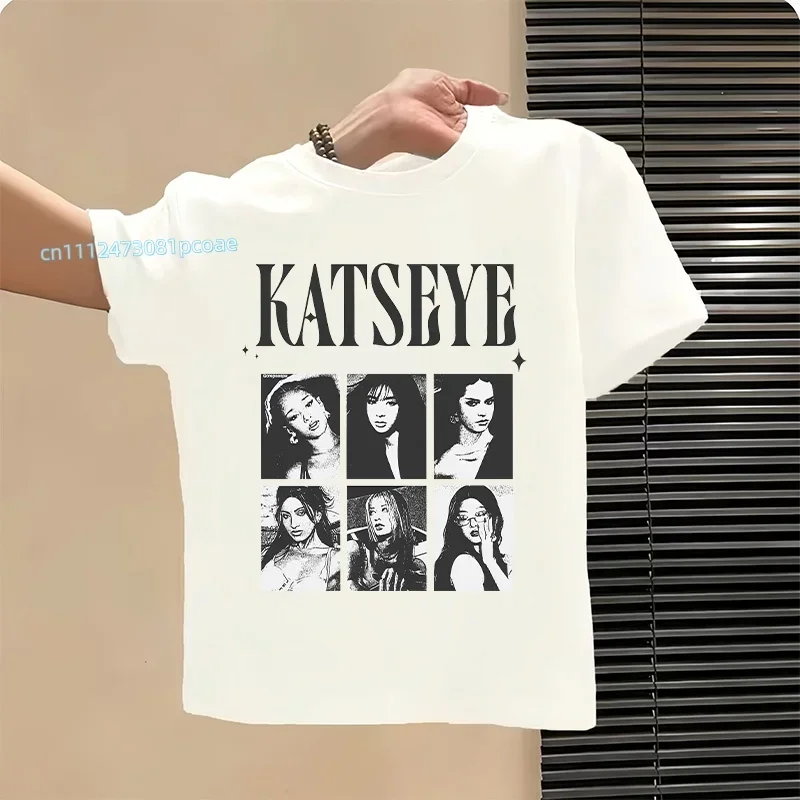 2026 New KATSEYE 1-12 Years Old Girls' Pure Cotton Short-Sleeved Sportswear Casual Shirt with Street Style Print Summer T-Shirt