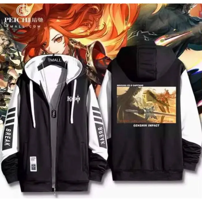 

Anime Genshin Impact Mavuika Hooded Hoodie Cosplay Autumn Winter Men Women Coat Loose Jacket Tops Anime