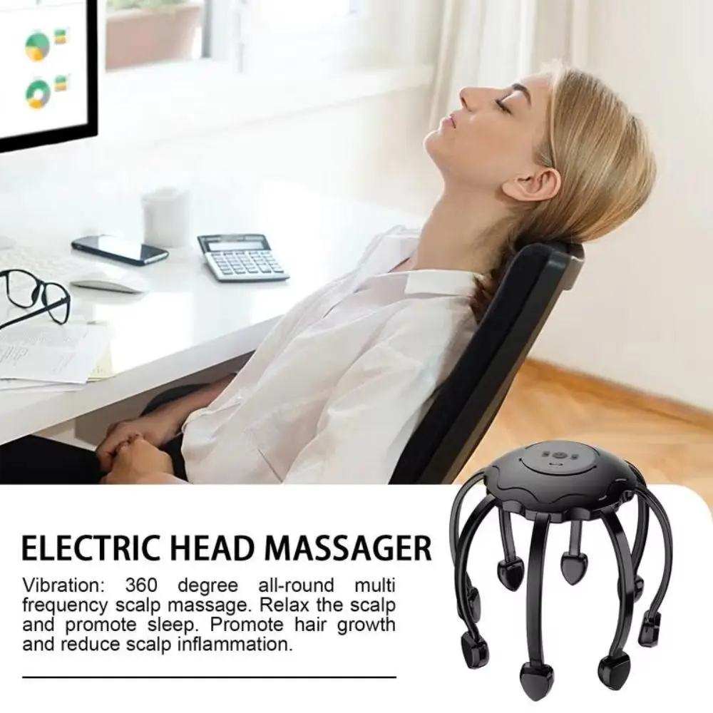 Head-mounted Electric Scalp Massager 5 Modes Type-c Octopus Head Massage Intelligent Wireless Multi-vibration Massager