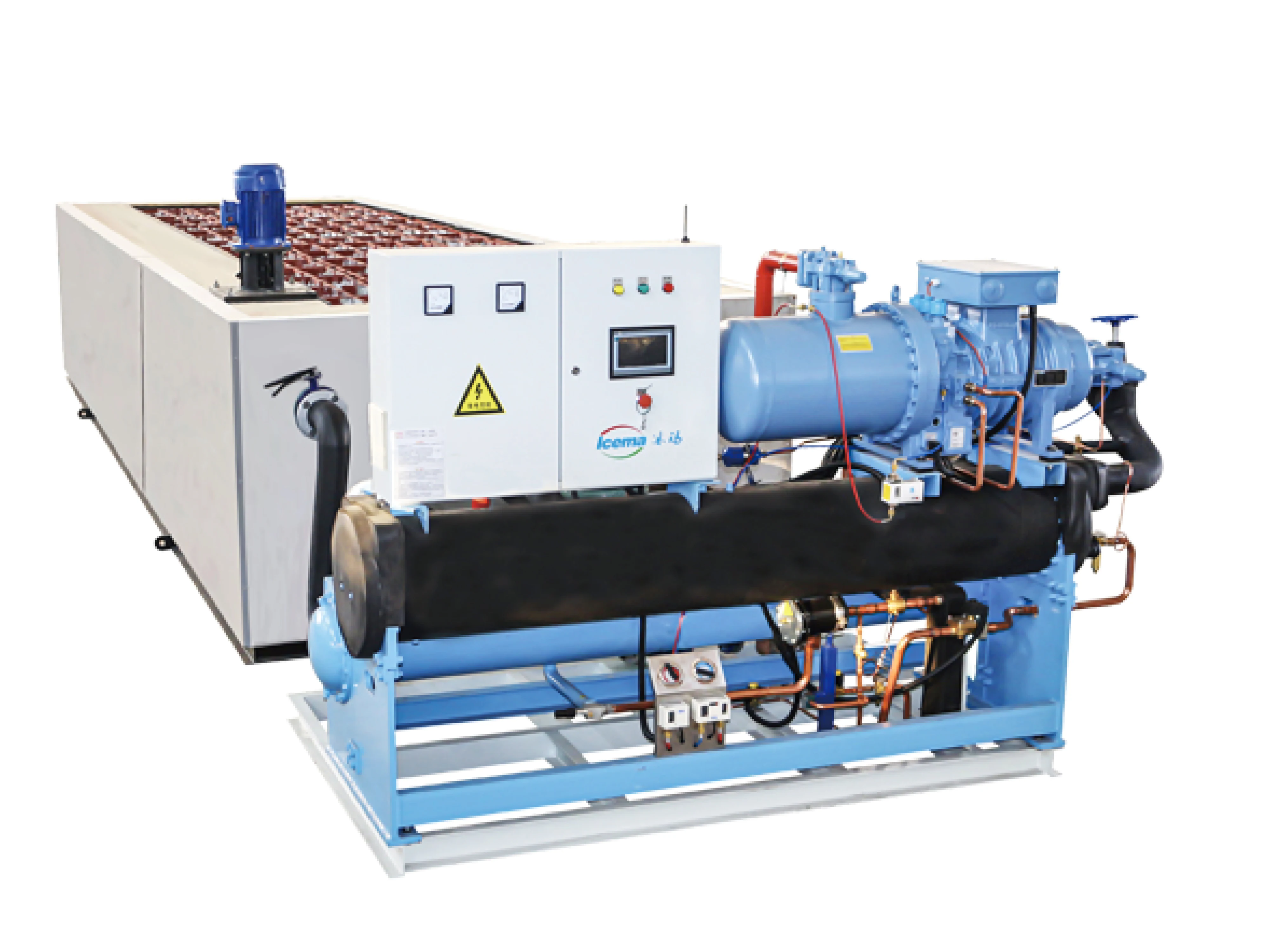ICEMA 2t 5 Ton Industrial Ice Making Machine 220V Compressor Pump Motor PLC Core Salt Water Brine System Block Ice Plant Machine