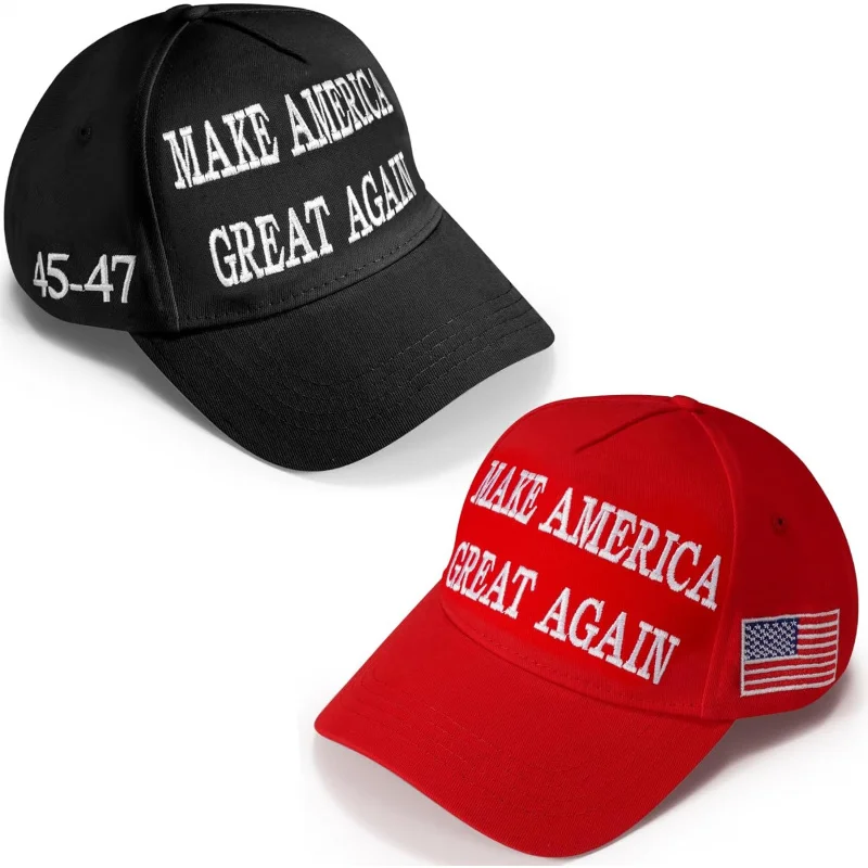 2024 USA 45-47 MAGA Hat Donald Trump Slogan with USA Flag Baseball Cap Red