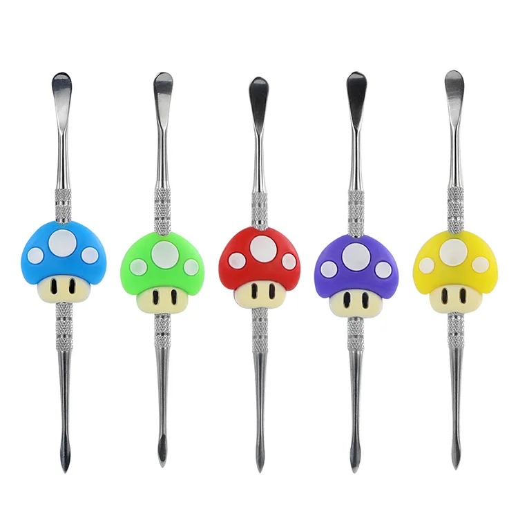 1Pc Heat Resisting Tobacco Oil Wax Spoon Cartoon Badge Stainless Steel Cleaning Stick Powder Smoking Accessories Gadgets for Men