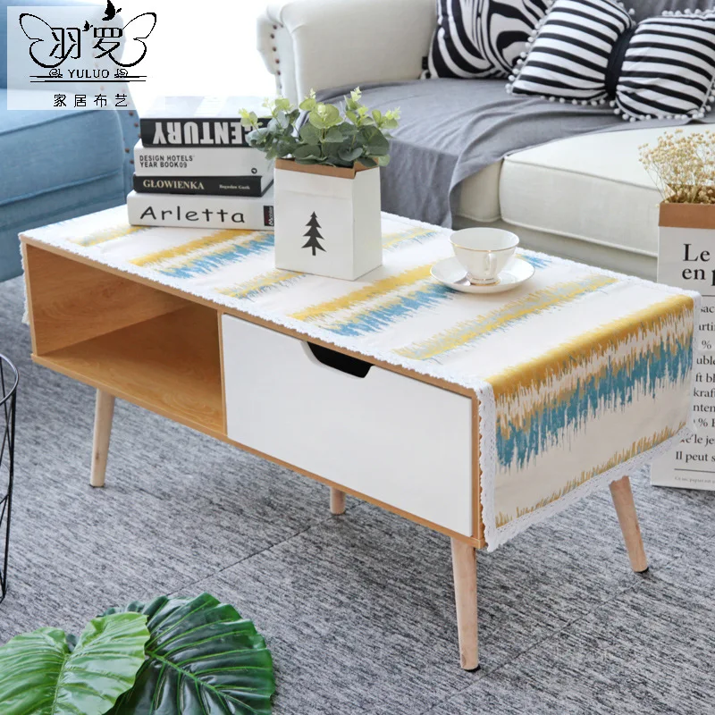 

Scandinavian Style Striped Coffee Table Table Cloth Modern Simple TV Cabinet Cover Tablecloth Rectangular Dust Cover Home Decor