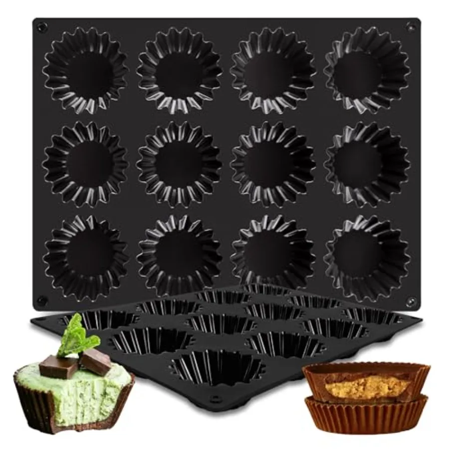 

Peanut Butter Cup Molds 12-Cup Butter Bites Mold 2pcs Silicone Chocolate Candy Mold for Fat Bomb Chocolate Mini Peanut Butter C
