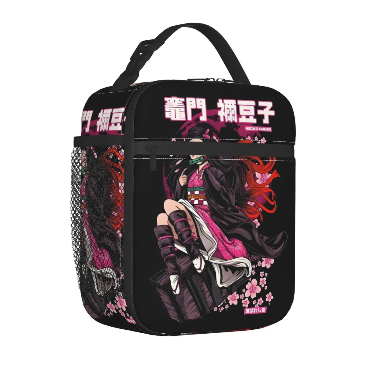 Custom Japanese Demon S-Slayer Insulated Lunch Bag for Outdoor Picnic Nezuko Kamado Resuable Cooler Thermal Lunch Box view 3