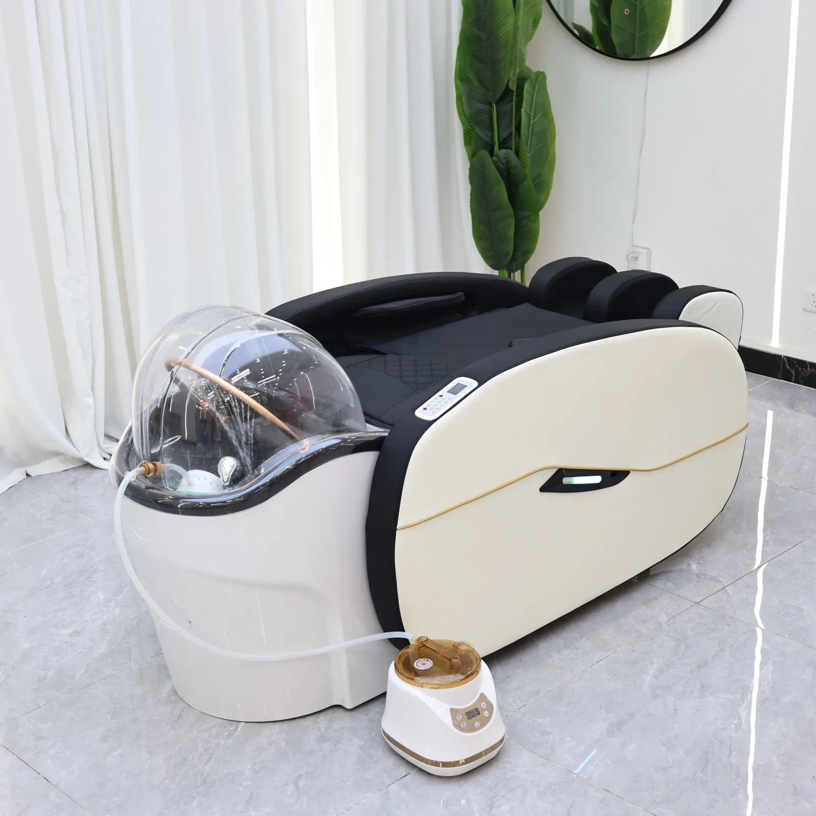 Cama de shampoo de massagem inteligente, mobília comercial de spa de cabeça de salão de beleza de luxo, mobiliário ideal de alta qualidade para loja de cabeleireiro de luxo