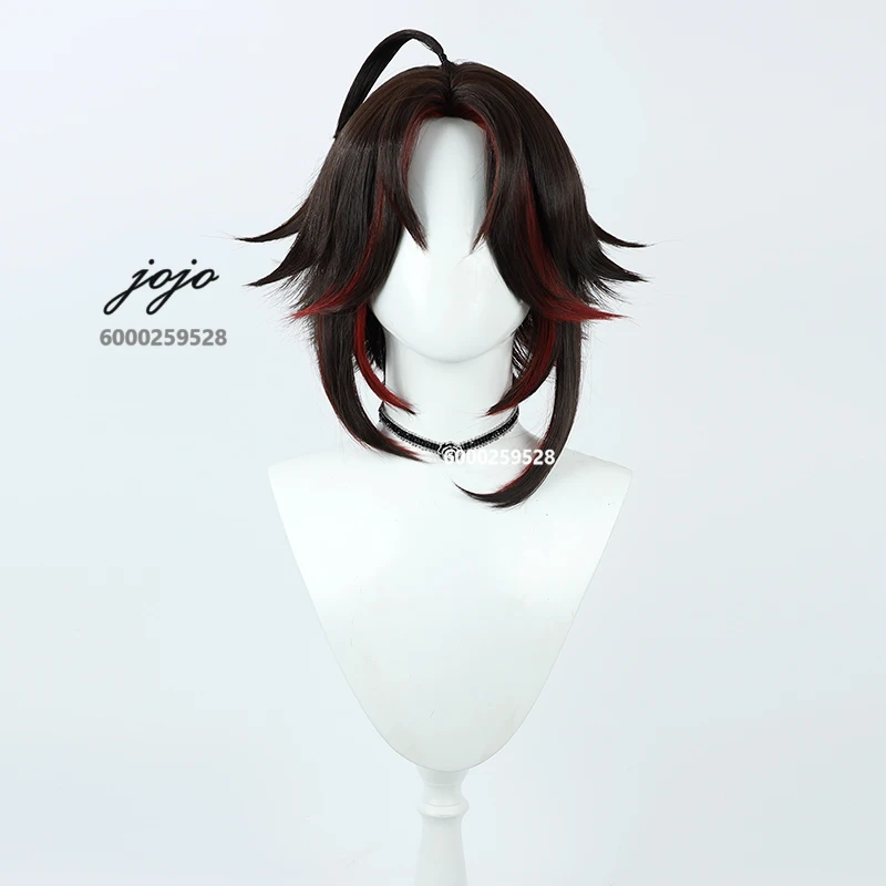 Genshin Impact Game Xiao Cosplay Wig Brown Red Short Hair Heat Resistant Synthetic Halloween Christmas Party Women men Wigs Cap