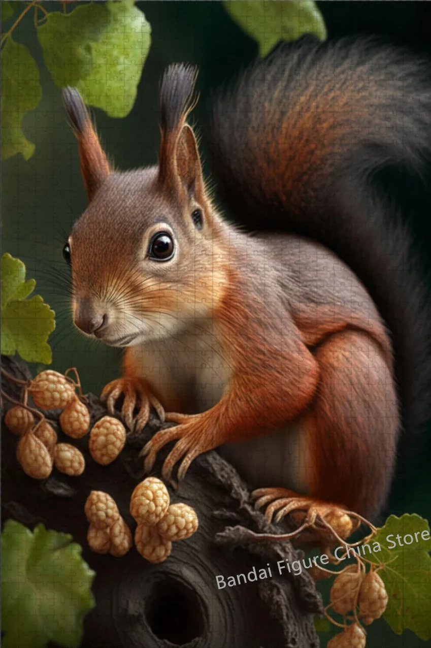 Esquilo anime impressão quebra-cabeça 300/500/1000 peças bonito animais de estimação quebra-cabeça para crianças adulto montado brinquedos educativos