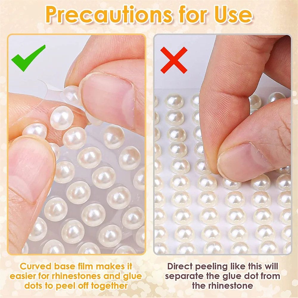 991pcs Mixed Size Self Adhesive White Imitation Pearl Rhinestones Stickers Face Nail Arts Decor 3D Diamond Children DIY Toys