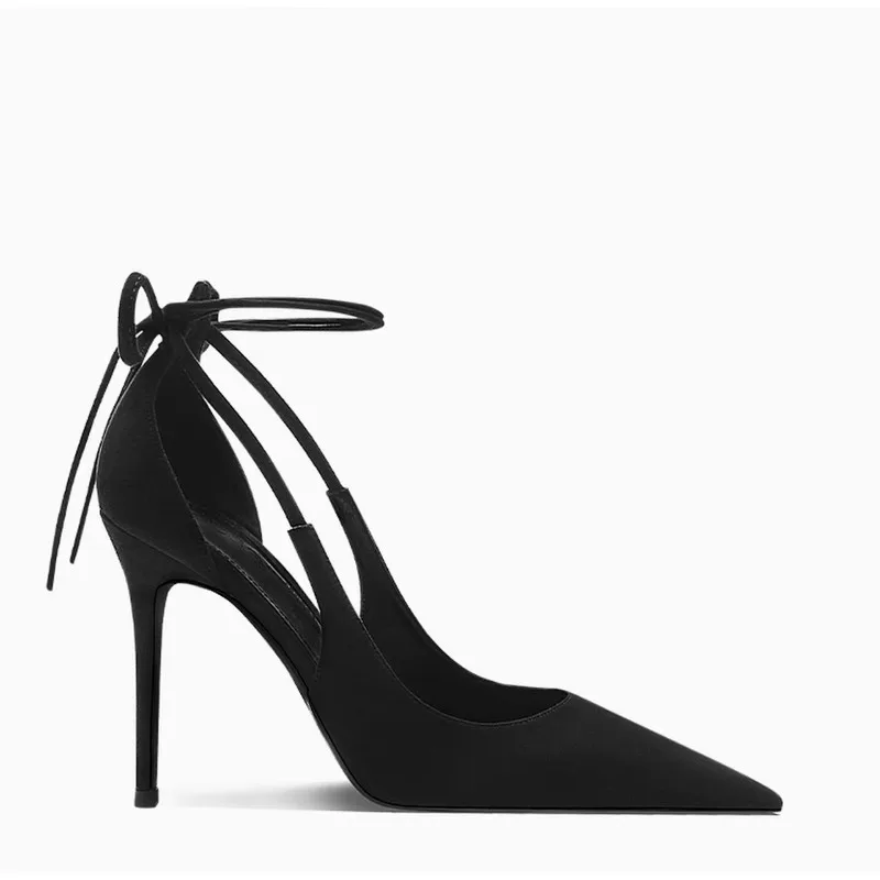 

New Women Black High Heels Sexy Stiletto Sandals Pointed Toe Strappy Pumps