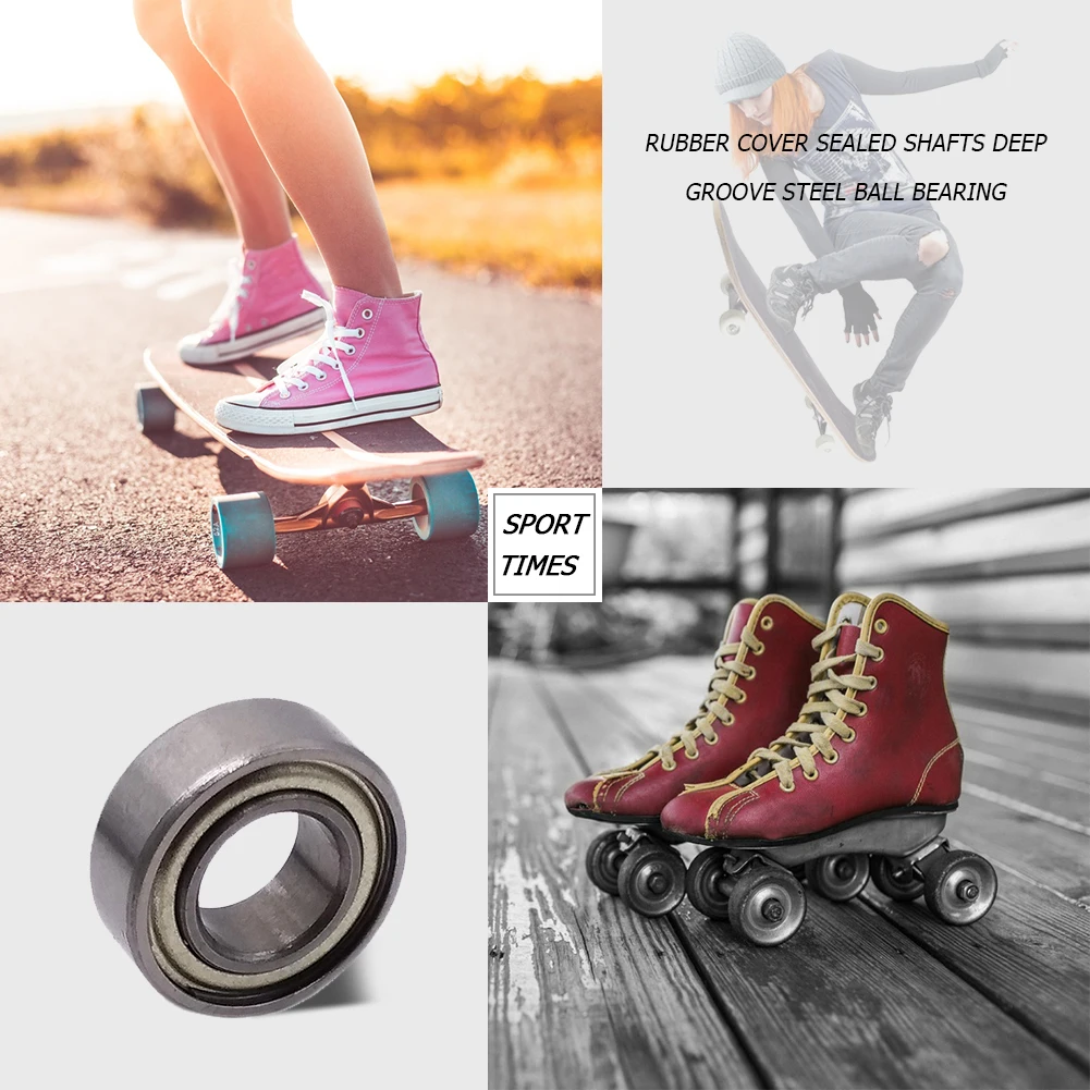 10pcs/set Pulley Bearings Carbon Steel 687zz Miniature Bearing Strong Load Capacity Deformation for Skateboard Scooter