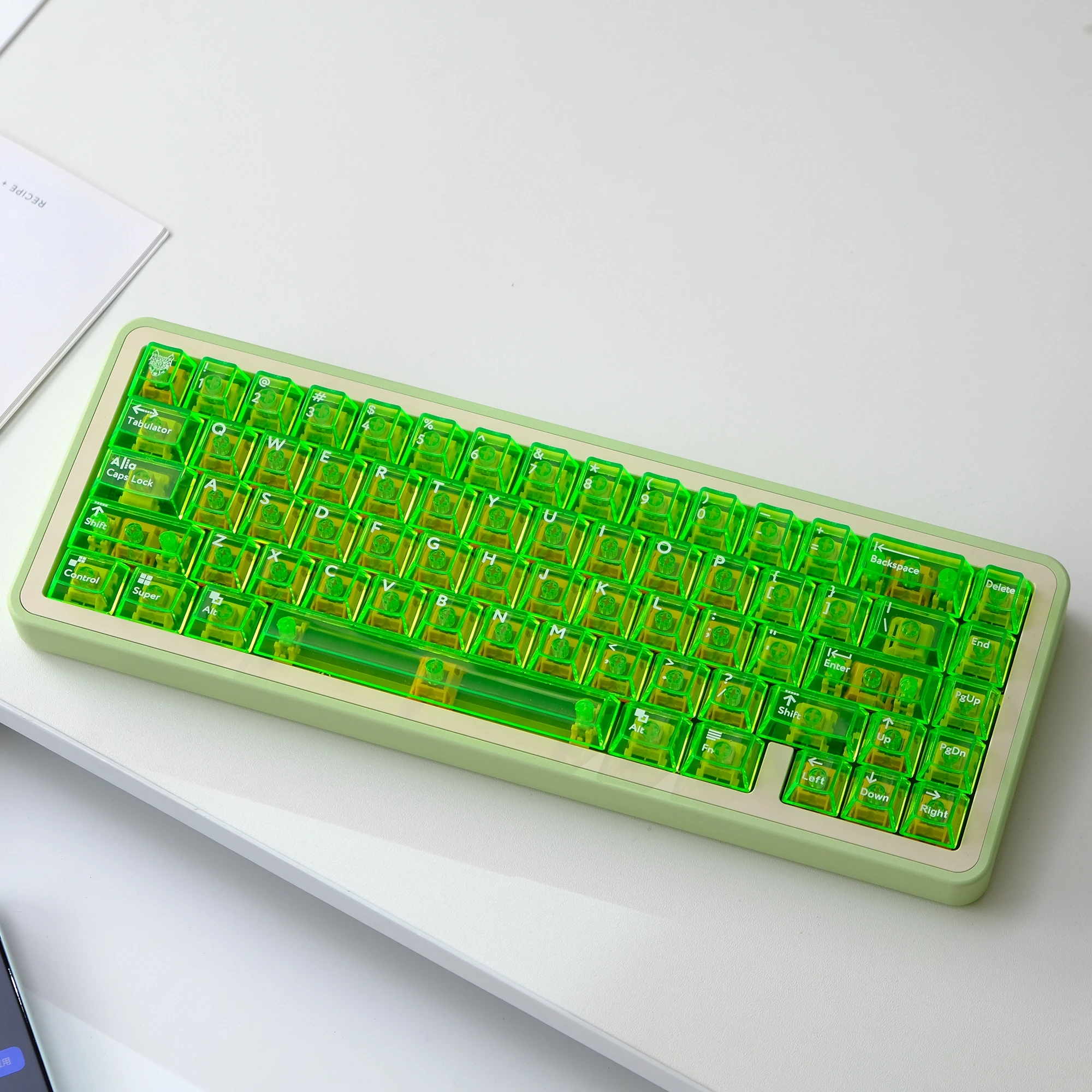 114 tasti Clear Green Crystal trasparente Keycaps Double Shot PC Keycaps Cherry Profile per Cherry MX switch tastiera da gioco