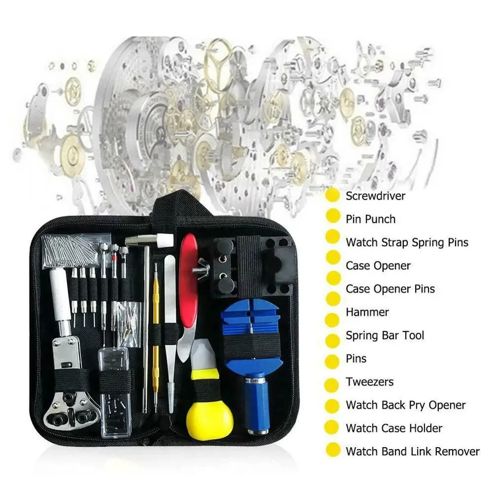 147 Parts Watch Repair Tool Kit for Disassembly Installation Maintenance Adjusting Straps Replacing Batteries