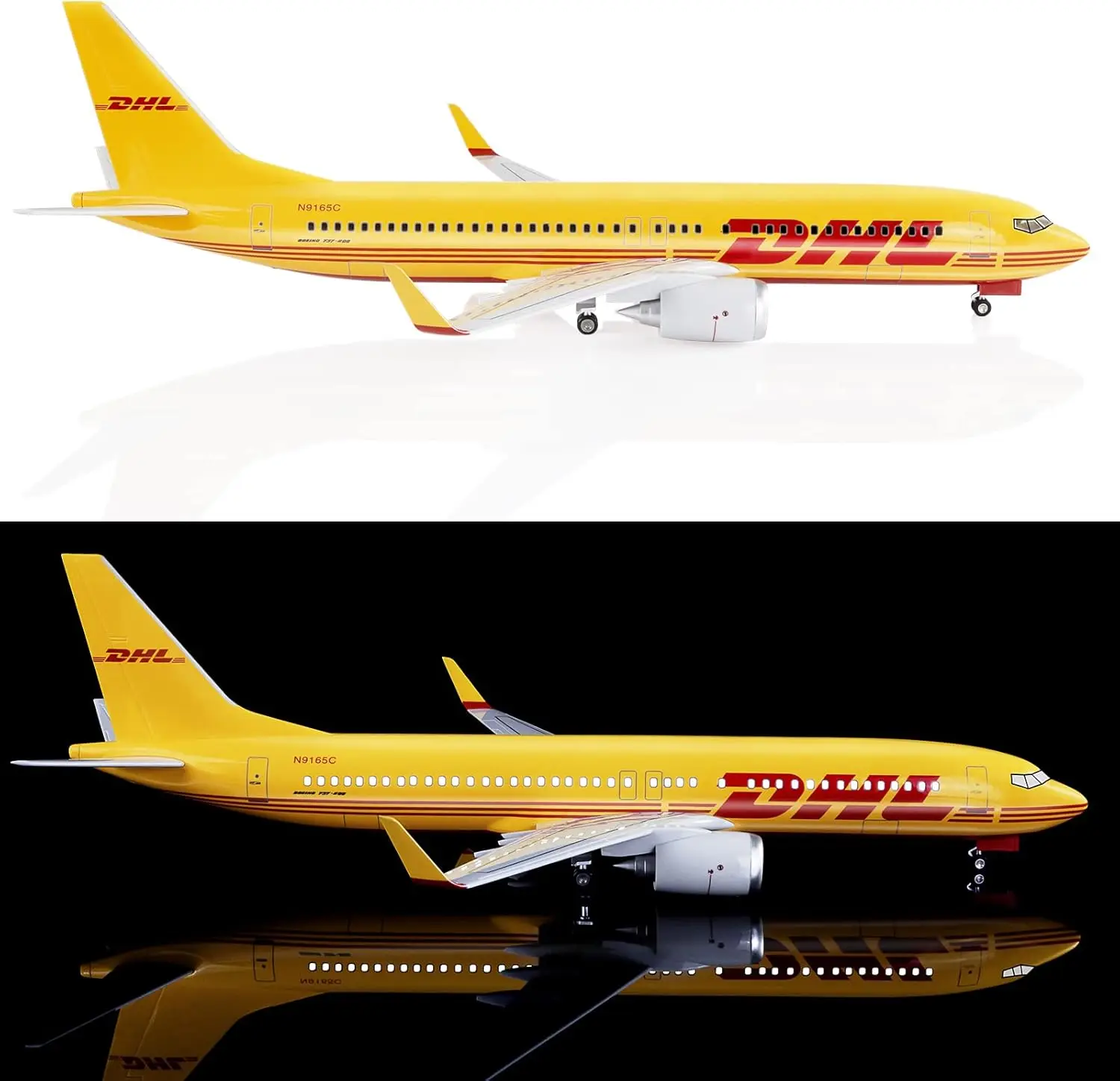 Aeroplane Toys 47cm 737 Large 1:85 Scale Model Airplane DHL B737 Plane Models Diecast Airplanes Toy With Led Light For Collectio