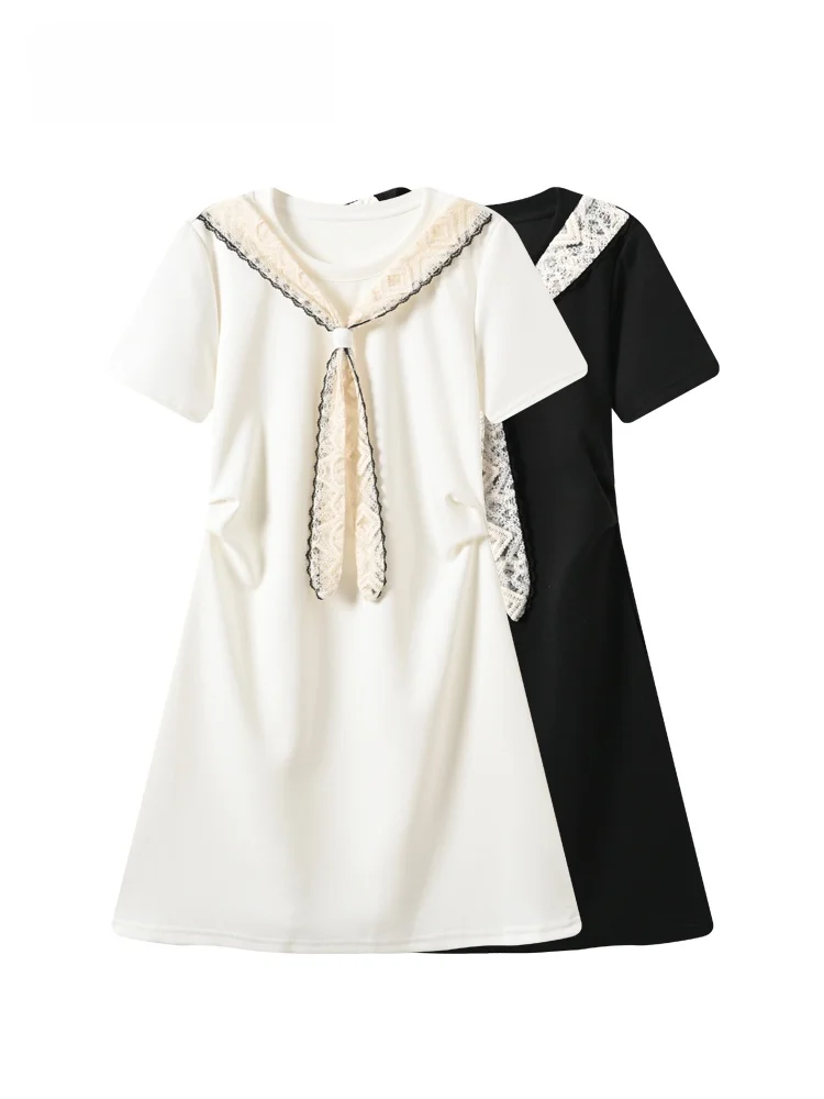 Fashionable Summer College Style Dress Women plus Size Sister Stylish Slimming Shoulder Shrug Anti-Aging Skirt for Young Girls