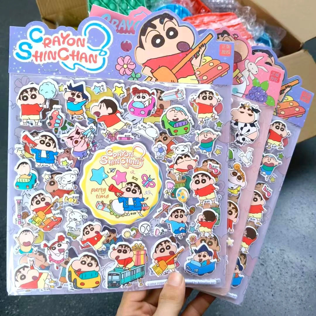 สติกเกอร์การ์ตูน 3 มิติ ลายชินจัง น่ารัก ขนาดใหญ่พิเศษ แบบสองชั้น สำหรับตกแต่งเคสมือถือ ขวดน้ำ และเครื่องเขียน