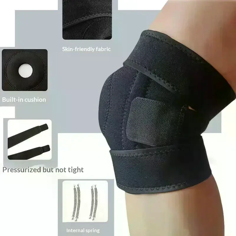1Pc Adjustable Knee Support Knee Brace With 2/4 Spring Supporting For Knee Pain Injury Recovery Sports Safety For Men Women