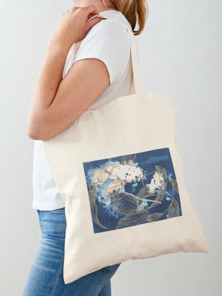 Koi Fish Tote Bag supermarket folding bag Big bag women personalized tote the tote