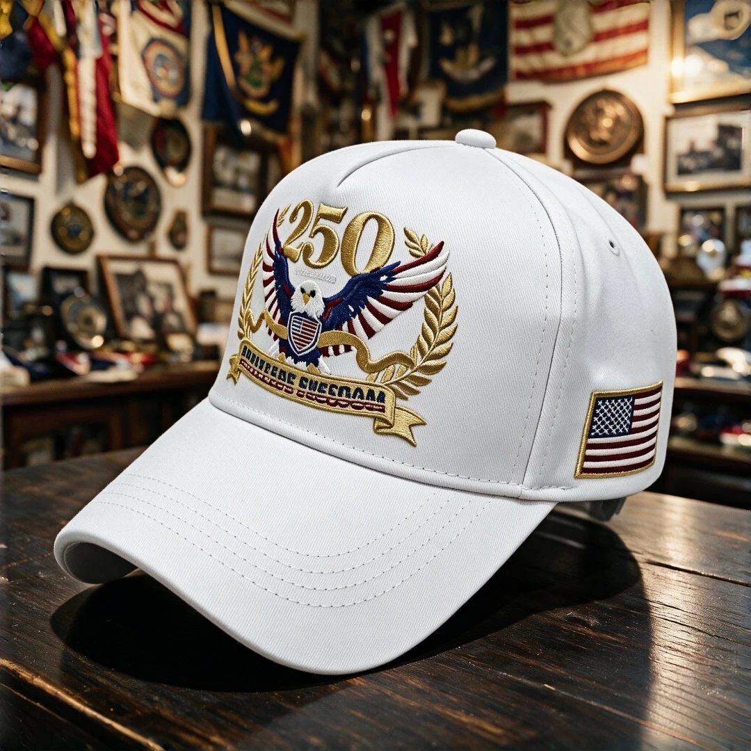 American 250th Anniversary Eagle Embroidered Hat - Suitable for Both Men and Women. Adjustable. Peak Hat. Racer Hat. Outdoor Sun