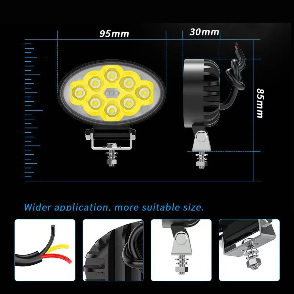 2 قطعة سيارة LED ضوء العمل 8 LED 3030 SMD السوبر مشرق البيضاوي كشاف بقعة 6500K تيار مستمر 12 فولت الأضواء شاحنة 4x4 4WD على الطرق الوعرة SUV ATV #2