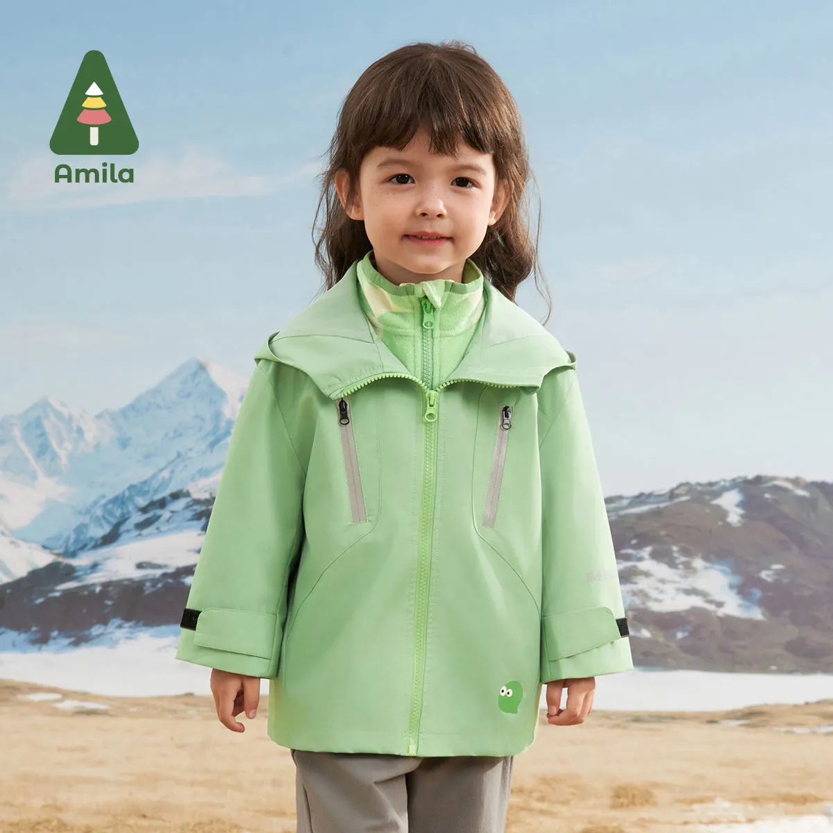 Amila 2024 Autumn New Boys And Girls Jackets High Breathable Anti-Static Leisure Solid Color Multifunctional Children\'s Clothing