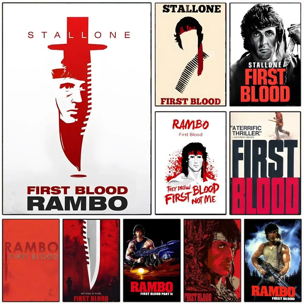 Movie Action R‑Rambo First Blood Poster Wall Art Print Decorative Mural Home Decor Gift Unframed
