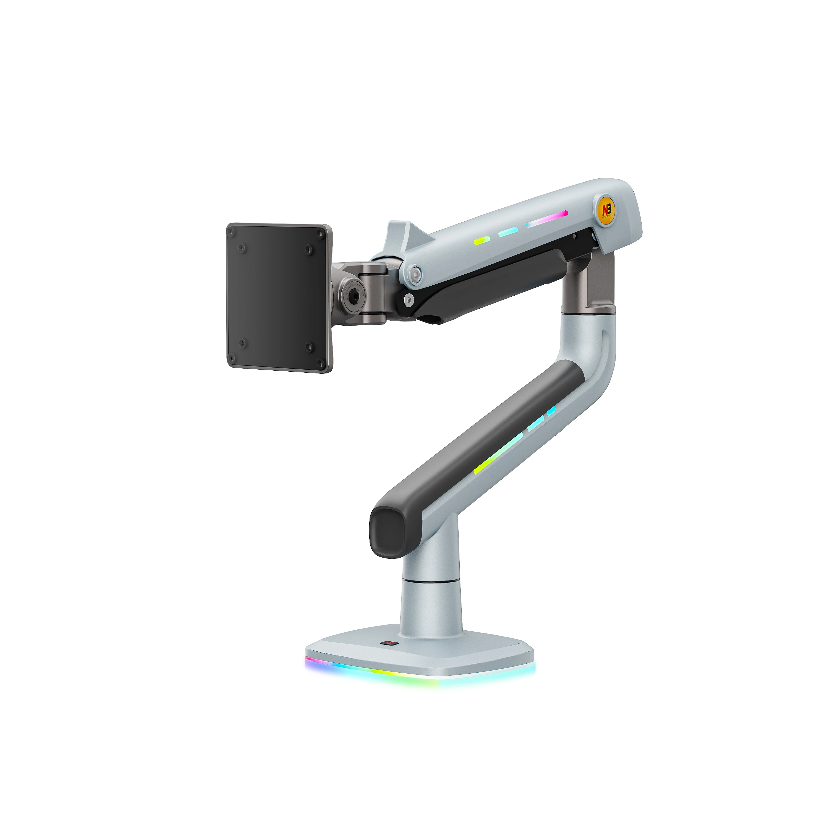 F5-XM RGB Light Desk Mount Monitor Arm 32-60 Inch Heavy Duty Aluminum Vesa Mount Clamp Grommet Base Height Adjustment New