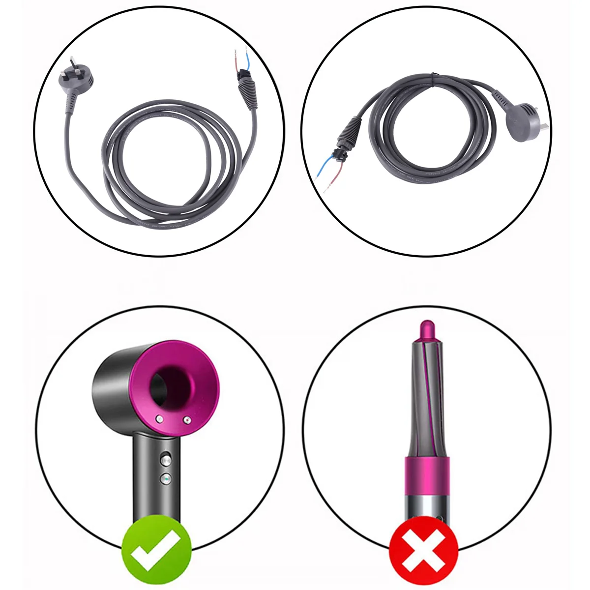 T27C For Dyson Hair Dryer Universal Accessories HD01/02/03/04/07/08/15 1.8M Power Cord UK Plug
