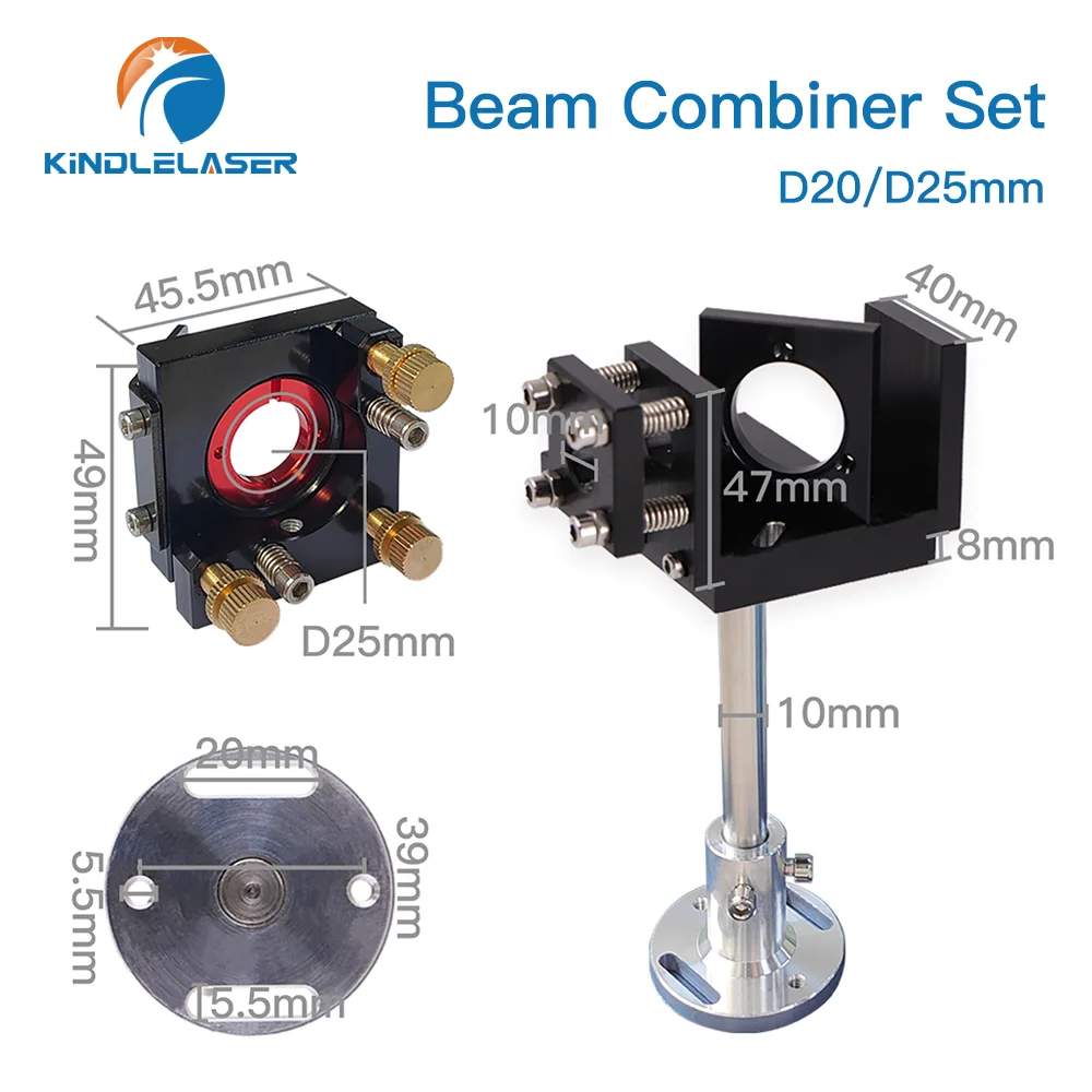 Set combinatore raggio laser ZnSe D20/25mm Lente fascio ZnSe + puntatore rosso con montaggio combinatore per macchina da taglio per incisione laser CO2