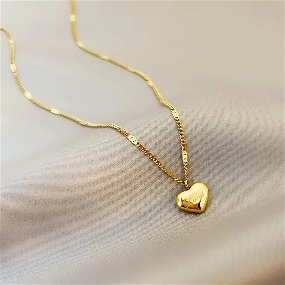 Gold Heart Pendant Clavicle Necklace, Suitable For Women's Daily Wear, Never Fade