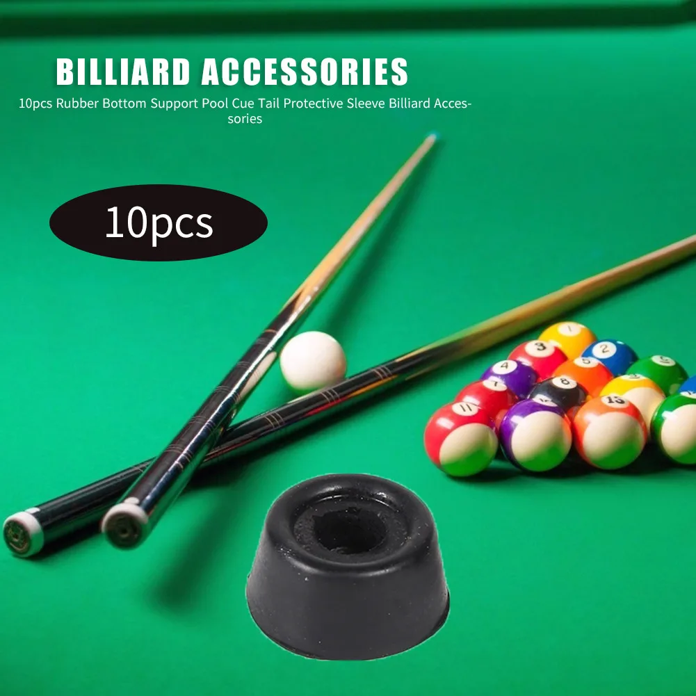 

10pcs Rubber Bottom Support Pool Cue Tail Protective Sleeve Billiard Accessories