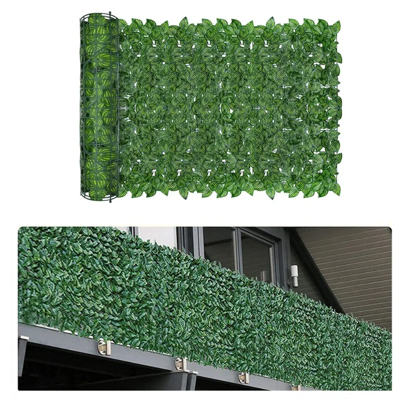 Artificial Leaf Privacy Fence Screen 2x1m Fake Hedge Panels Balcony Screen Ivy Leaves Fence Screen for Wall Garden Patio Decor