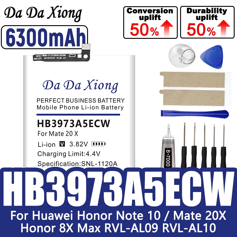 Batería HB3973A5ECW de 6300mAh para Huawei Mate 20 X 20X Mate20X 4G EVR-AL00 / Honor 8X Max / Honor Note 10 RVL-AL09 RVL-AL10