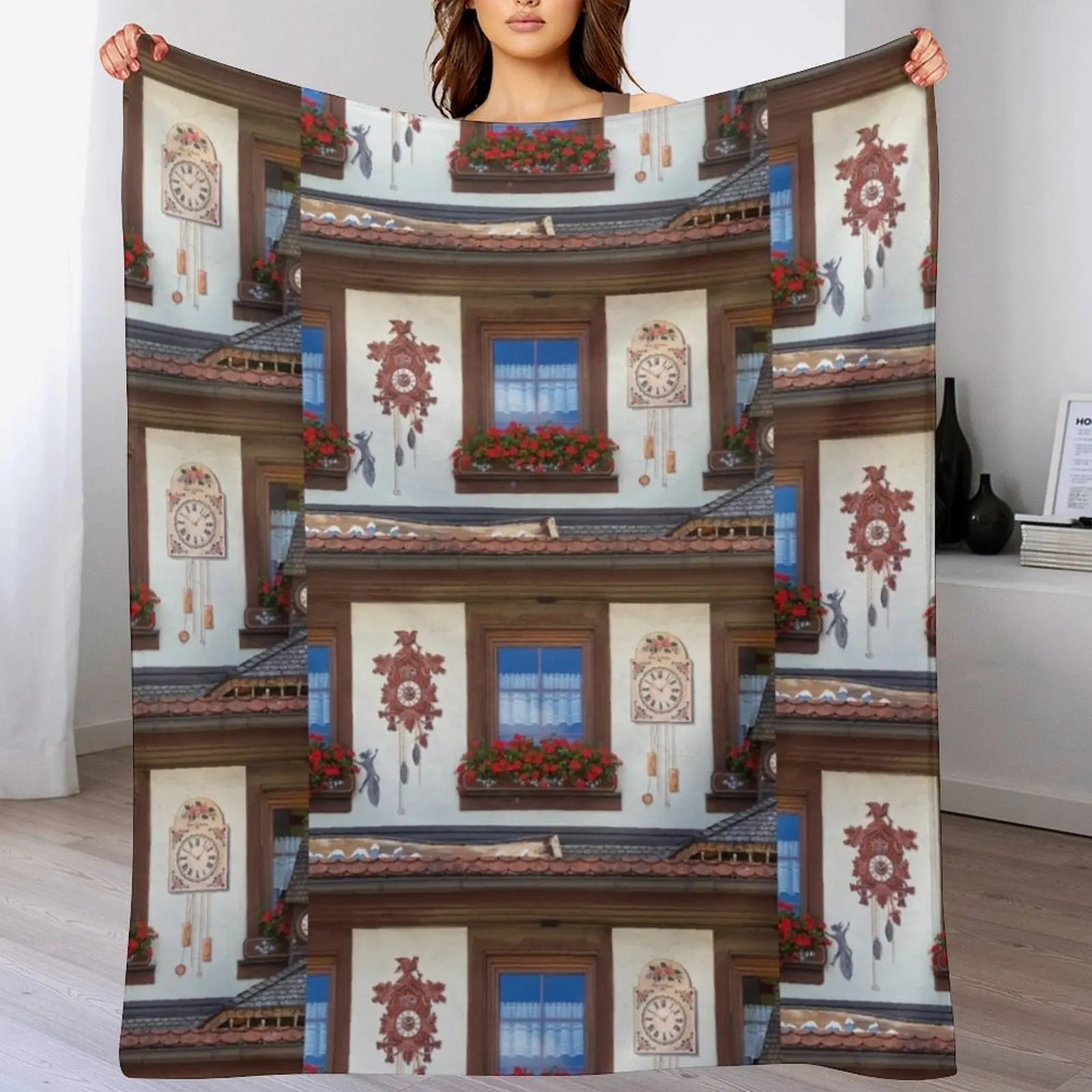 

New Window and Cuckoo Clocks Throw Blanket Travel Moving Giant Sofa Comforter Blankets