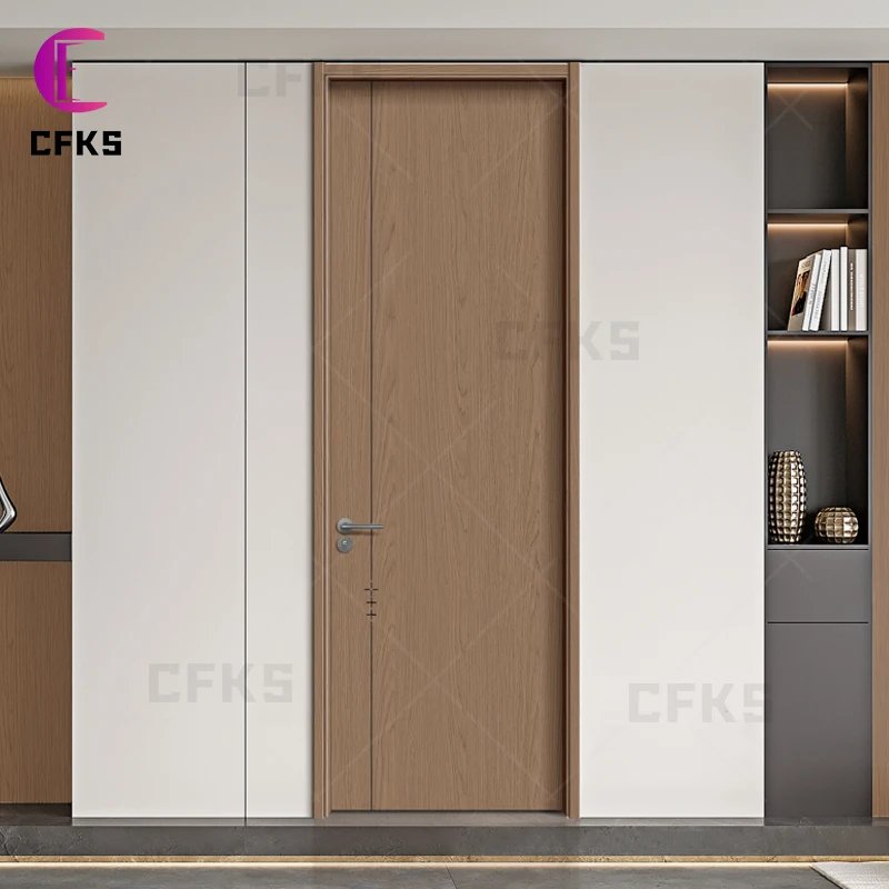 تخصيص مخصص الحديثة داخلي Prehung مقاوم للماء أبواب خشبية صلبة باب خشبي مصمم مسبقًا لغرفة النوم للمنزل والفندق أو المنزل #4
