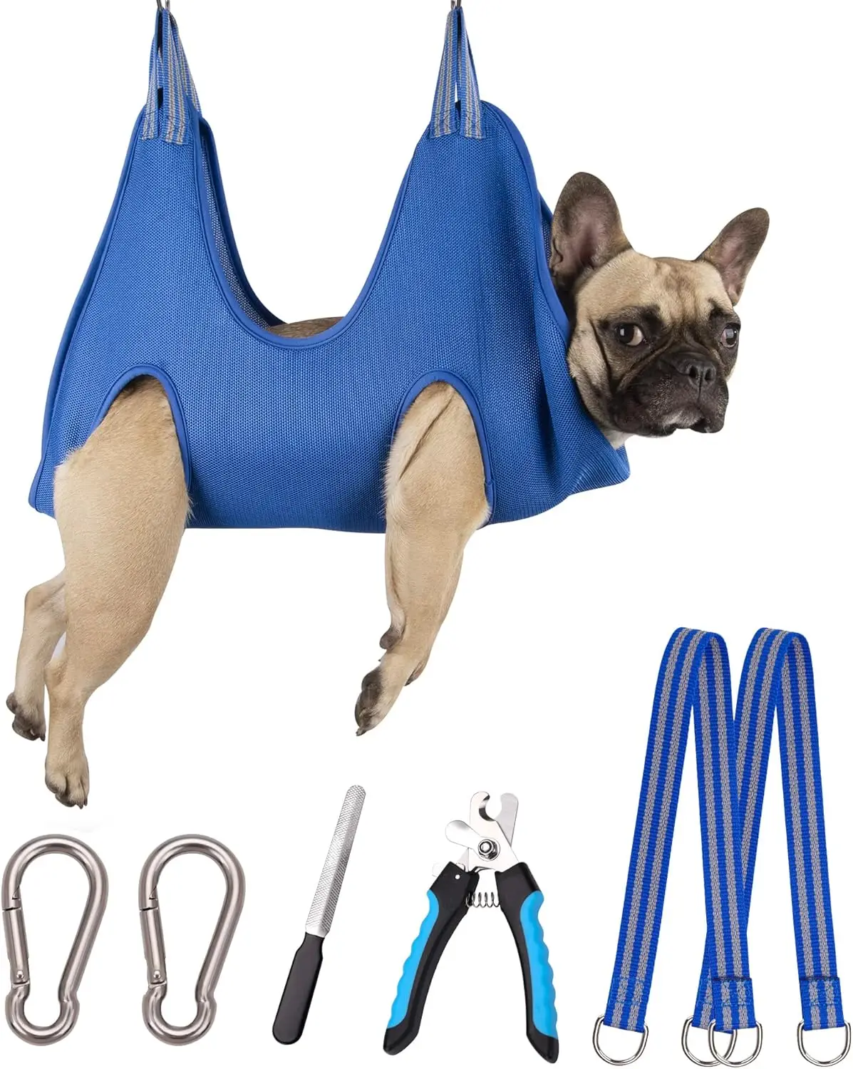 

10 in 1 Pet Grooming Hammock Harness with Nail Clippers, File, Dog Sling for Nail Trimming