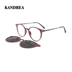 KANDREA Metal Vintage Magnetic Sunglasses Women Clip 2 IN 1 Optical Myopia Eyeglasses Men Polarized Prescription Glasses S2124