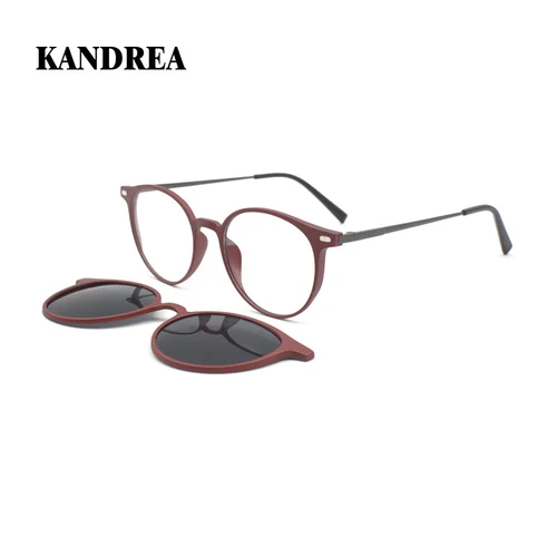 KANDREA, gafas de sol magnéticas Vintage de Metal para mujer, gafas ópticas 2 en 1 para miopía, gafas graduadas polarizadas para hombres S2124