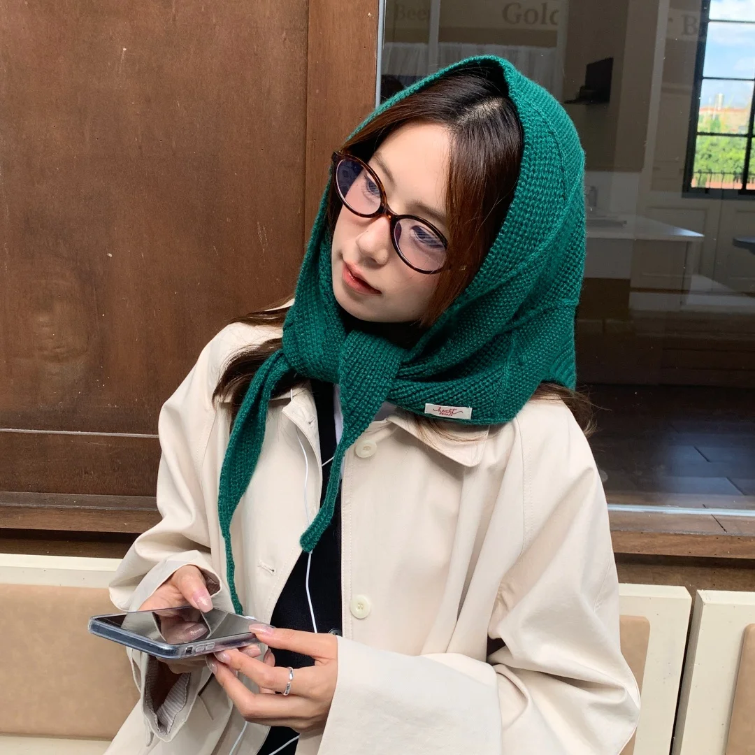 Ruffle Hollowed Tie‑Up Knit Bucket Bonnet cashmere knitted Cloche cap Autumn and Winter Thickened Warmth and Cold Protection Hat