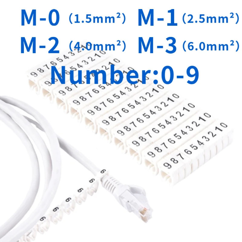 Cable Wire Marker Tag Label Network Cable for Cat5e Cat6 Type Multicolor Number Letter Tidy Marking Stuck Cord Sleeve 2-8mm