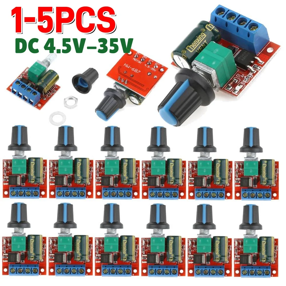 1-10 Uds Mini 5A 90W PWM 12V DC módulo controlador de velocidad del Motor DC-DC 5V-35V regulador de velocidad ajustable interruptor regulador de Control 24V
