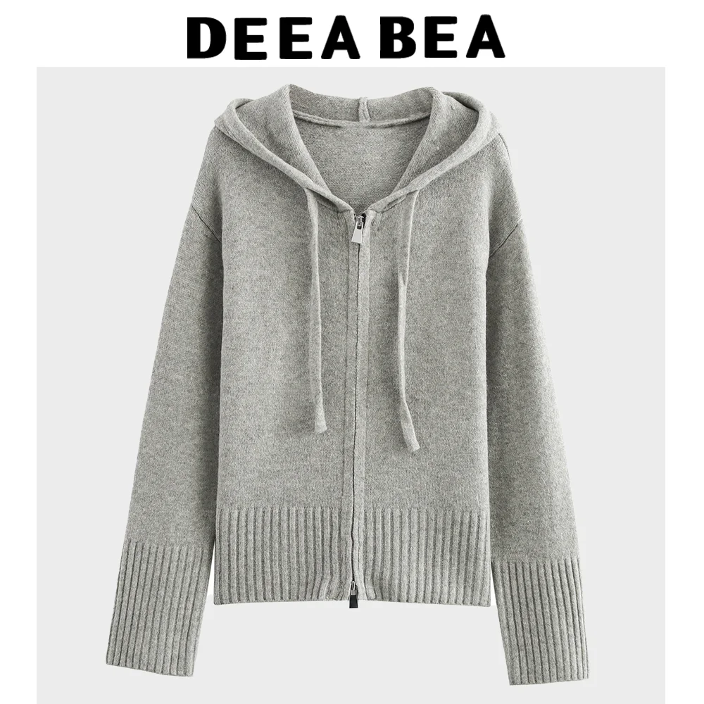 การออกแบบที่ทันสมัยและหลากหลายหลวมและลําลองแขนยาวซิปถักเสื้อแจ็คเก็ตคลุมด้วยผ้า Wameful และสวยงาม