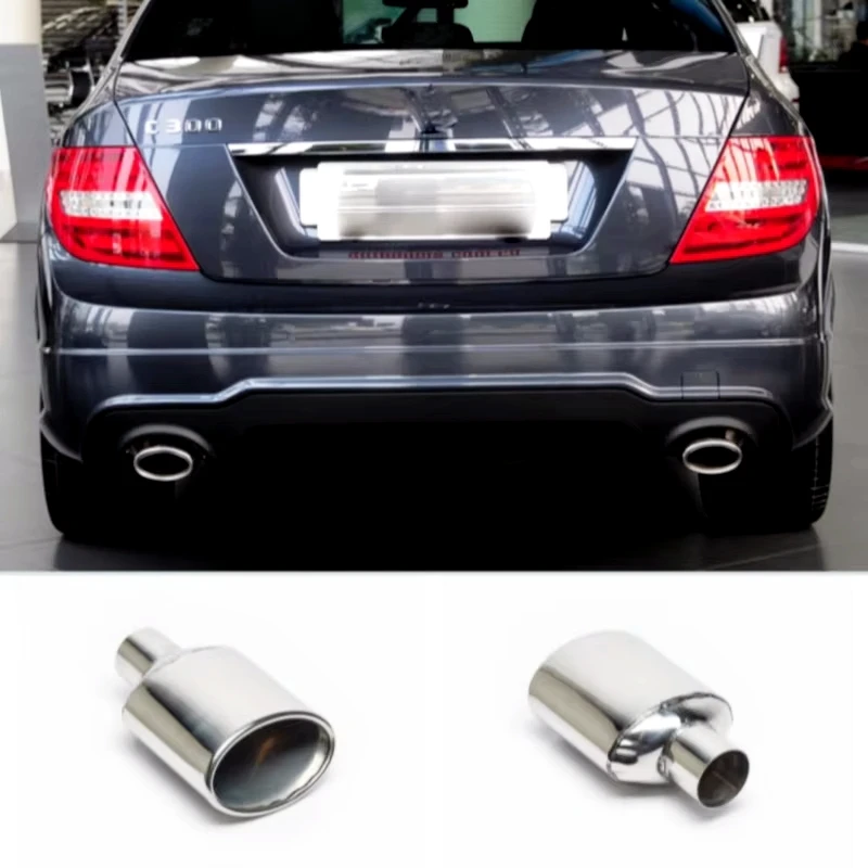 

Car Universal Oval Exhaust Tip Stainless Steel For Benz W204 Class C Muffler Tip 50mm Inlet Single Out Exhaust Pipe Car Tuning