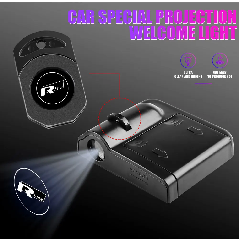 Car Wireless HD Projector Light Car Door Welcome Lamps For Volkswagen Golf R Rline Tiguan Touareg Polo GTI CC Passat Scirocco