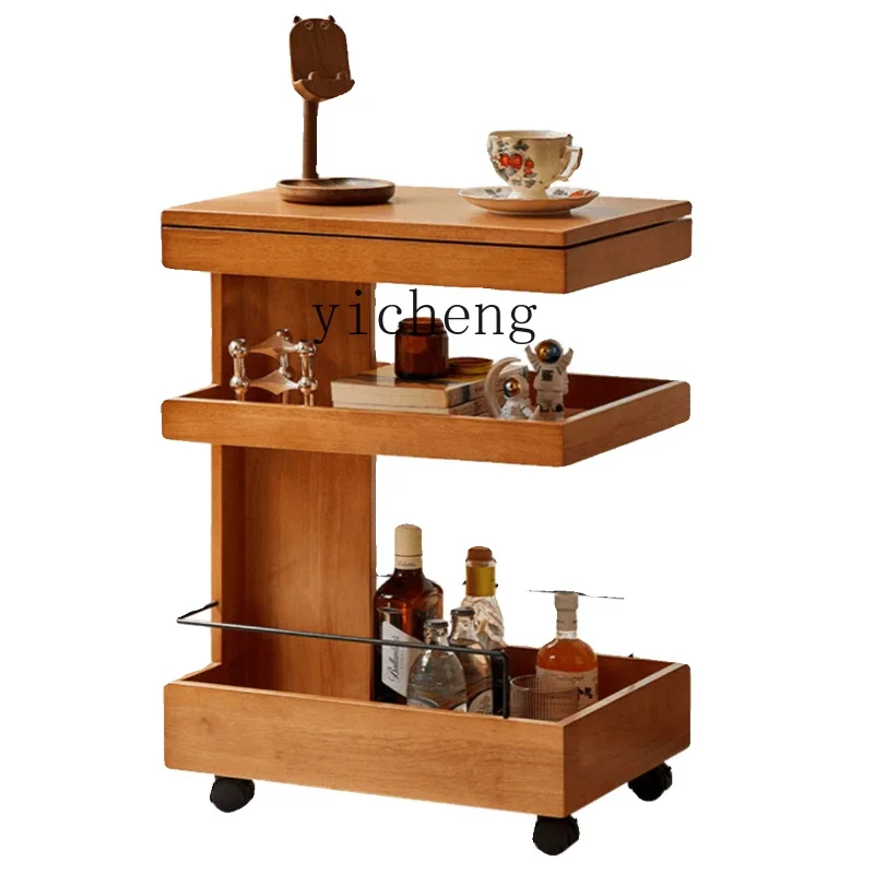 

TQH mobile side table storage side cabinet Nordic simple dining side table solid wood coffee cabinet