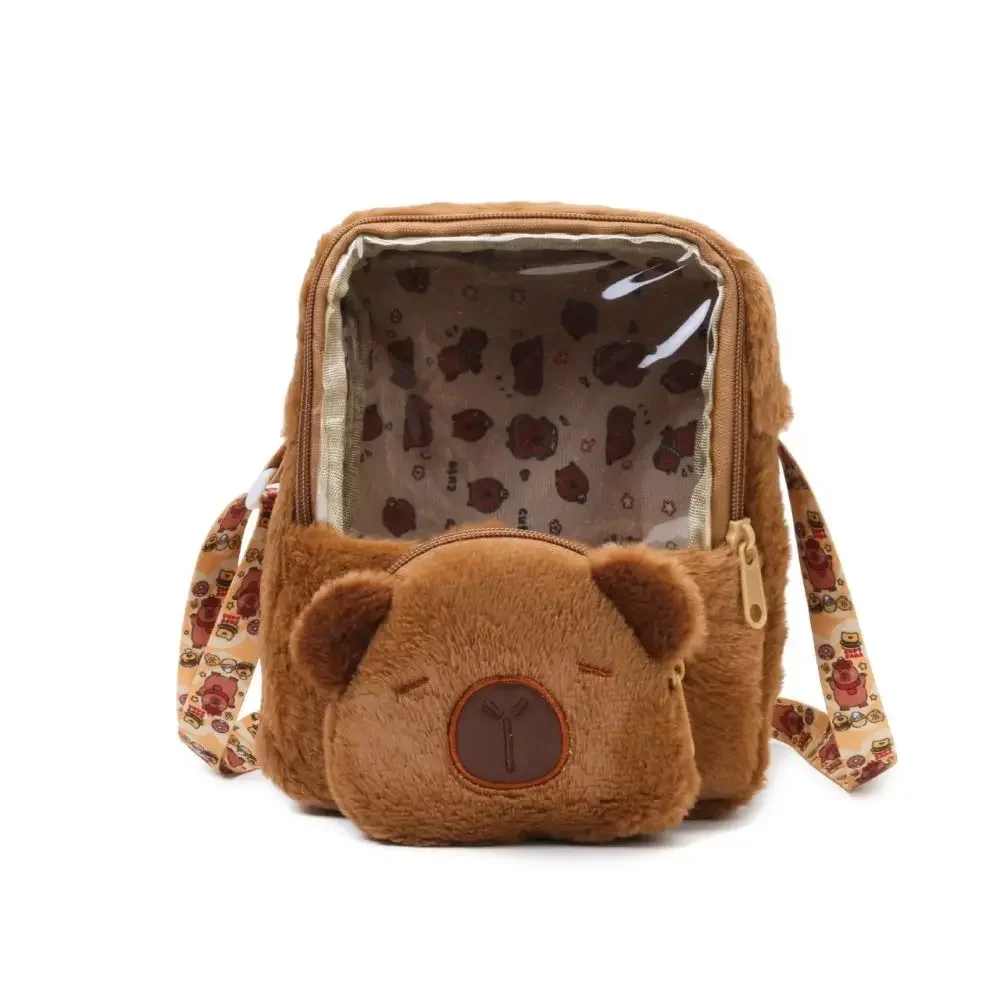 Mochila De felpa de animales Capybara, bolso de hombro de muñeca de felpa, bolso de hombro de dibujos animados, bolso escolar de estudiantes con cremallera de gran capacidad