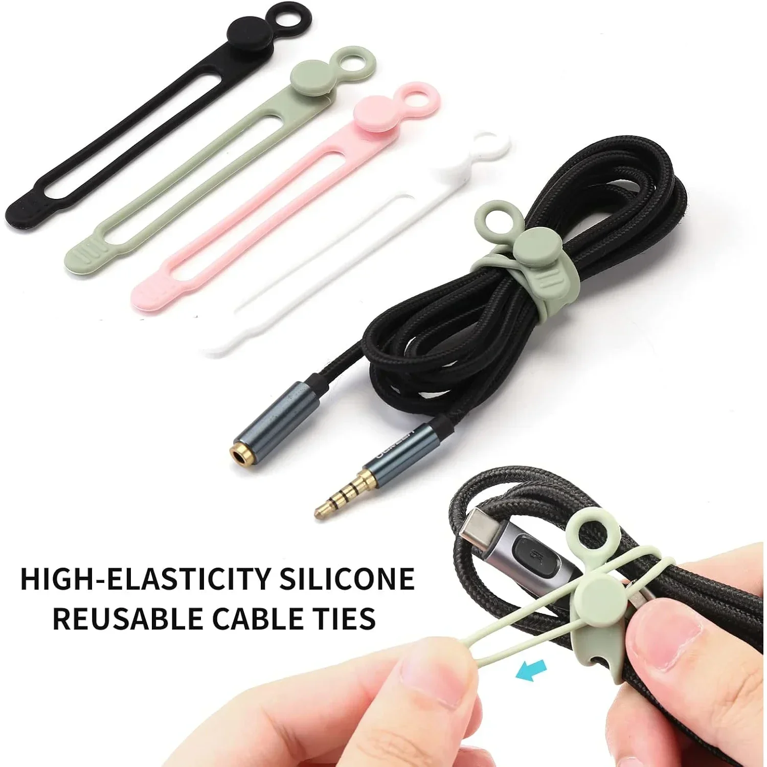 Reusable Silicone Cable Ties Set Elastic Cord Organizer Multi-function Wire Clip Bandage Cable Wire Storage Harness Strap