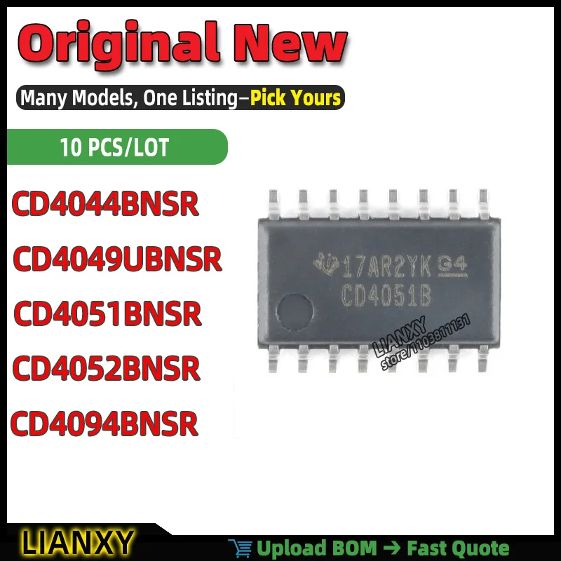 CD4094BNSR CD4051BNSR CD4044BNSR CD4052BNSR CD4049UBNSR SOIC-16 INVERTER New Original